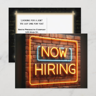 Carte Postale Maintenant Embaucher Neon Connexion Brick
