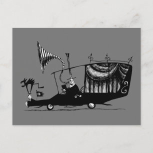 Carte Postale Maire de Halloween Town Conduisant un Corbillard