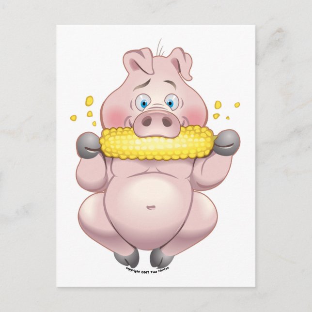 Carte Postale Maïs doux BBQ rose Piggy (Devant)