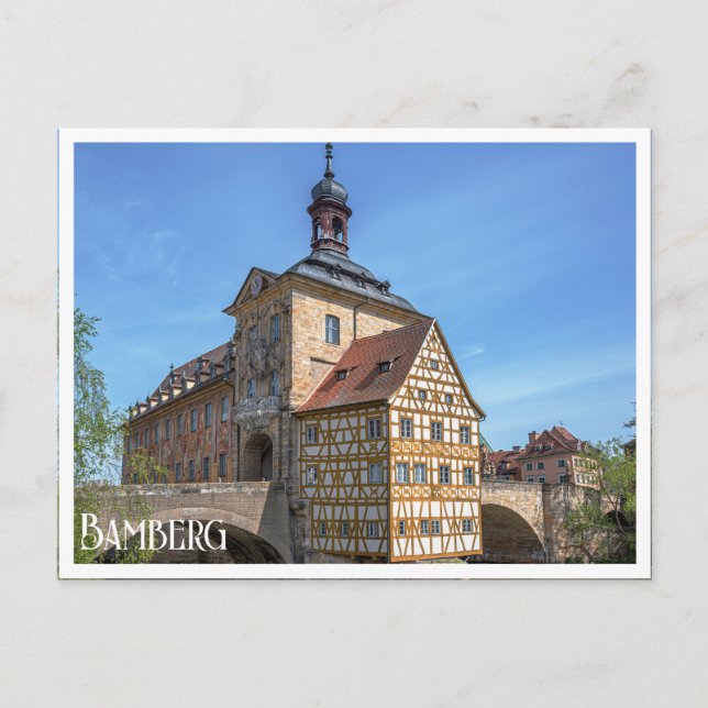 Carte Postale Maison à colombages et pont à Bamberg, Allemagne (Devant)