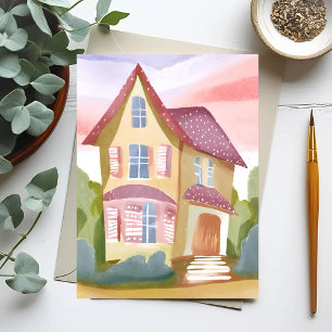 Carte Postale Maison à l'aquarelle   Joliment Peint