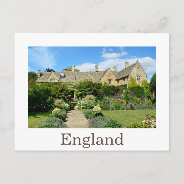 Carte Postale Maison anglaise avec jardin fleuri (Devant)