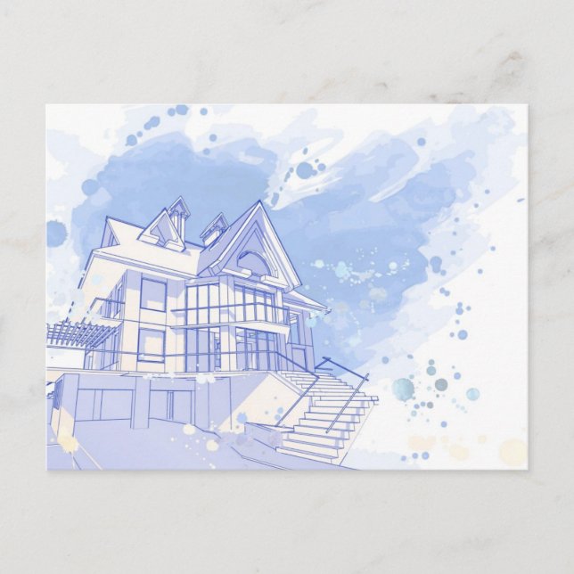 Carte Postale maison : aquarelle (Devant)