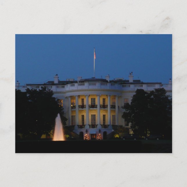 Carte Postale Maison Blanche de Noël à la nuit à Washington DC (Devant)