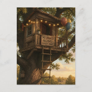 Carte Postale Maison dans l'arbre Adultes Aujourd'hui seulement