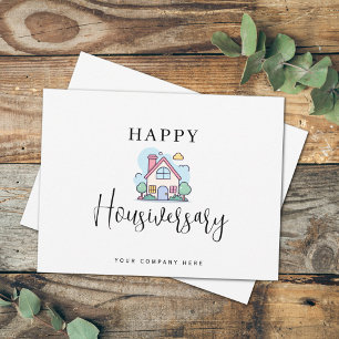 Carte Postale Maison d'art en ligne colorée Joyeux Housiversaire