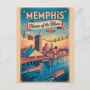 Carte Postale Maison de Blues Memphis Tennessee Vintage Rétro