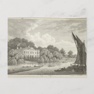 Carte Postale Maison de campagne avec lac et bateaux