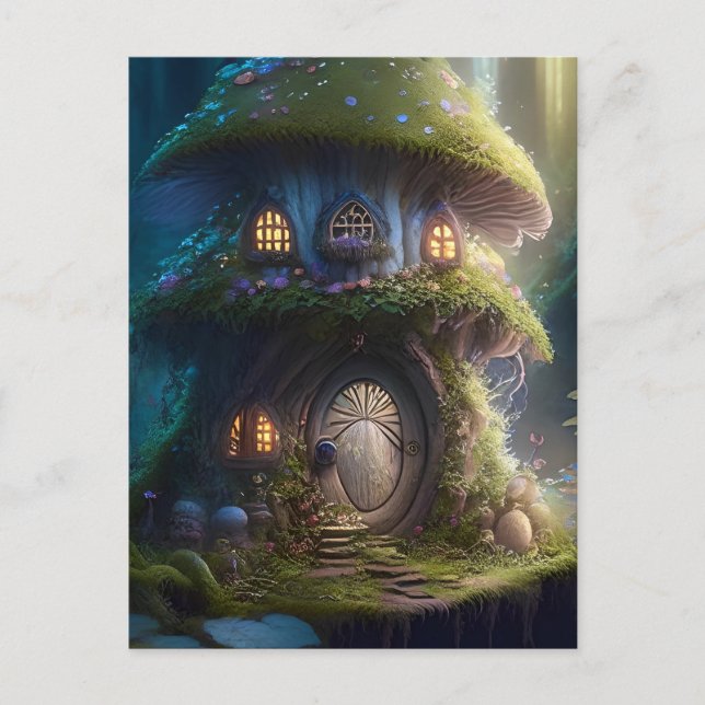 Carte Postale Maison de champignons de fées (Devant)