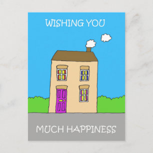 Carte Postale Maison de dessin animé drôle de nouvelle maison