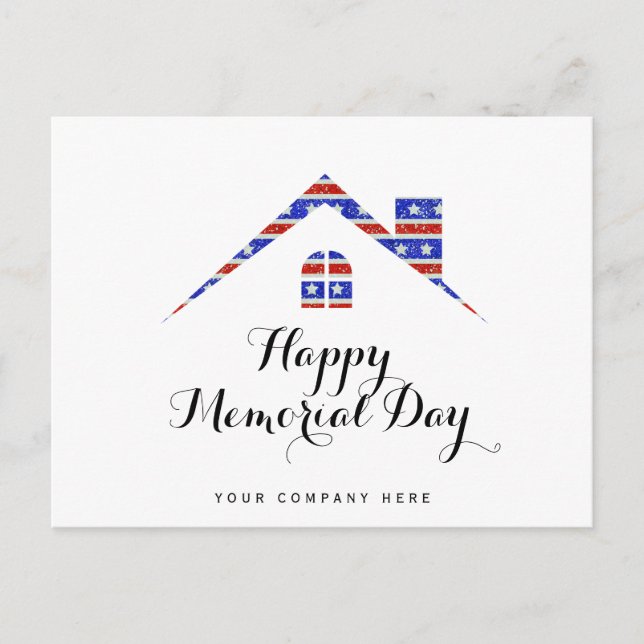 Carte Postale Maison de la fête du Memorial Day drapeau américai (Devant)