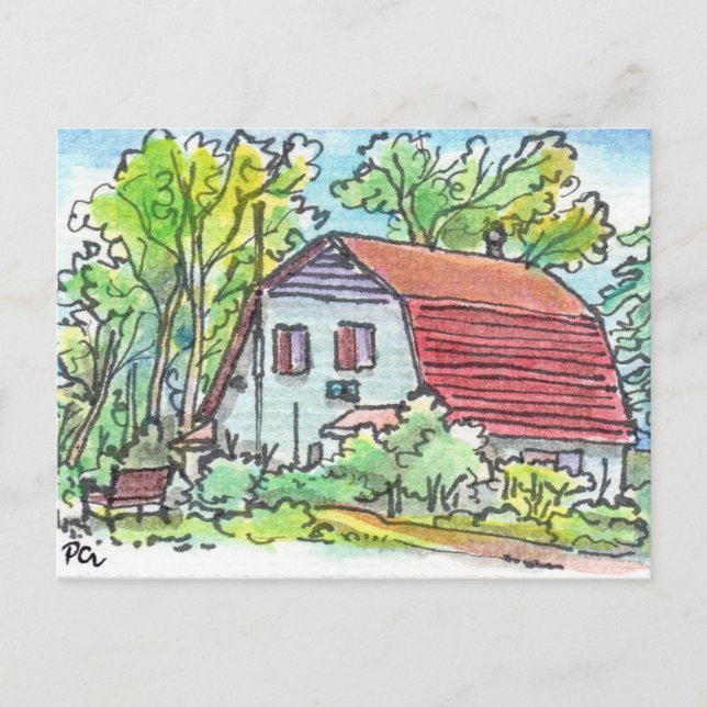 Carte Postale Maison de la grange rouge (Devant)