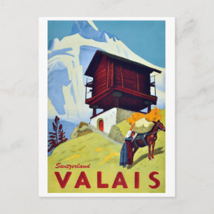 Carte Postale Maison de montagne traditionnelle en Valais, Suiss