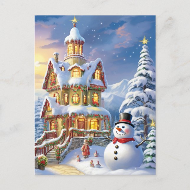 Carte Postale Maison de neige de Noël (Devant)