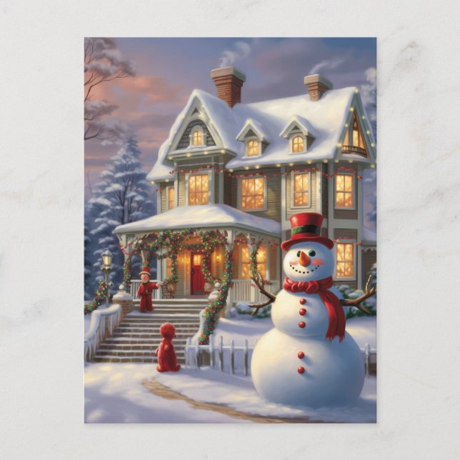 Carte Postale Maison de neige de Noël (Devant)