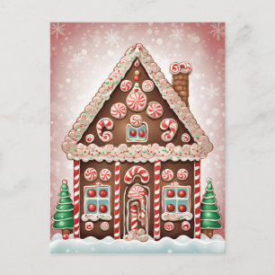 Carte Postale Maison de Noël en pain d'épice, poste