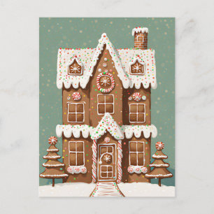 Carte Postale Maison de Noël en pain d'épice, poste