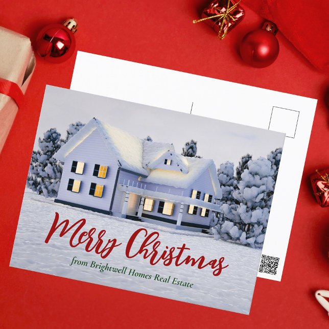 Carte Postale Maison de Noël personnalisée Société immobilière (Créateur téléchargé)