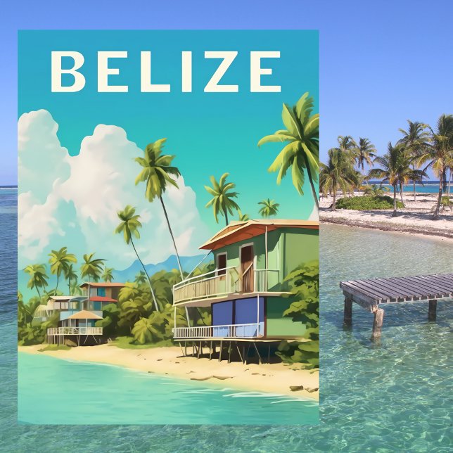 Carte Postale Maison de plage de Belize Voyage  (Belize Beach House Travel Postcard)