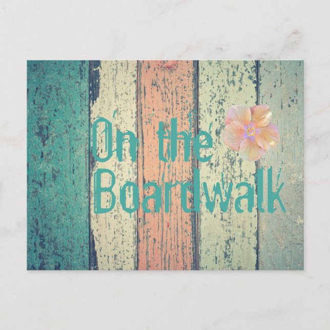 Carte Postale Maison de plage en bois peint côté océan rayé (Devant)