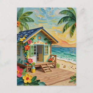 Carte Postale Maison de plage océanique Garder le contact