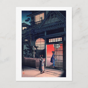 Carte Postale Maison de thé à la nuit, Tsuchiya Koitsu, Coupe de