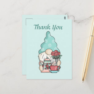 Carte Postale Maison de thé mignonne merci gnome