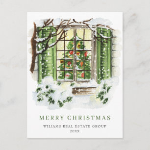 Carte Postale Maison de vacances de Noël en campagne festive Ent