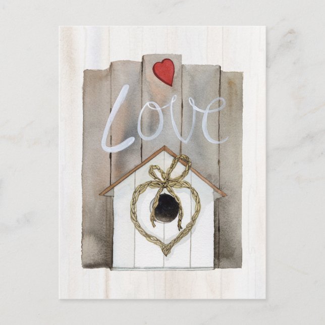 Carte Postale Maison d'oiseaux rustique Valentine (Devant)