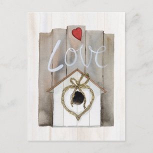 Carte Postale Maison d'oiseaux rustique Valentine