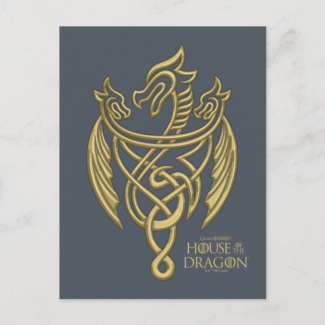 Carte Postale MAISON DU DRAGON | Dragon à filigrane doré (Devant)