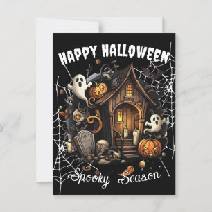 Carte postale 🎃 Maison Éffrayante - NOIR 👻 🕷️