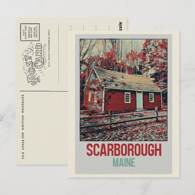 Carte Postale Maison emblématique en bois Scarborough Maine USA (Devant / Derrière)