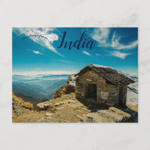 Carte Postale Maison en bois marron à Chandrashila Tungnath en I