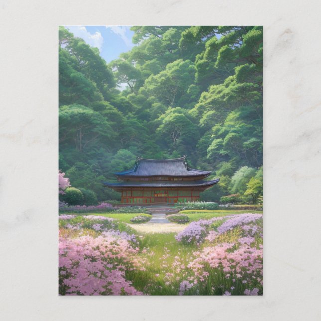 Carte Postale Maison en bois près de la forêt (Devant)