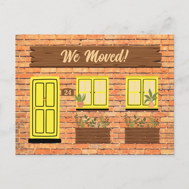 Carte Postale Maison en brique avec porte jaune Nous avons dépla (Devant)