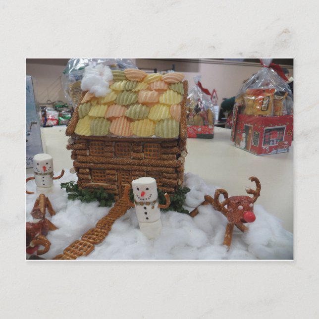 Carte Postale Maison en pain d'épice et Snowmen (Devant)
