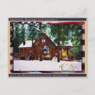 Carte Postale Maison en rondins Maison Foyer Rural Rustique Lin 