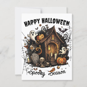 Carte postale 🎃 Maison Hantée Éffrayante - BLANC 