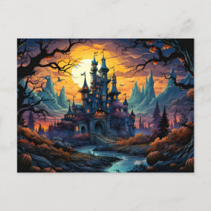Carte Postale Maison hantée effrayante   Joyeux Halloween
