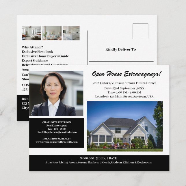 Carte Postale Maison ouverte unique en immobilier (Devant / Derrière)