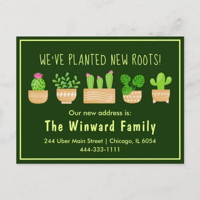 Carte Postale Maison Plantes Cactus Dark Green Nouveau Home Cart (Devant)