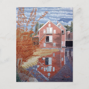 Carte Postale Maison rose en automne