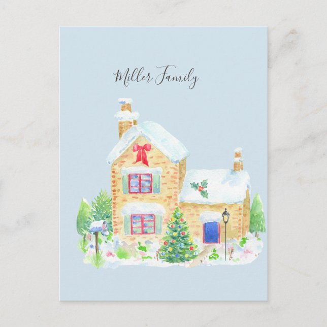 Carte Postale Maison traditionnelle décorée de Noël personnalisa (Devant)