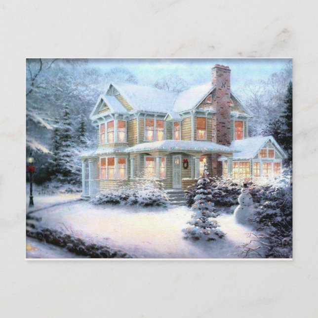 Carte Postale Maison vintage En Hiver (Devant)
