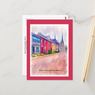 Carte Postale Maisons Abstraites de rangées d'aquarelle