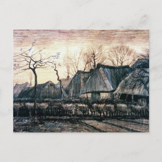 Carte Postale Maisons aux toits de chaume par Vincent Van Gogh (Devant)