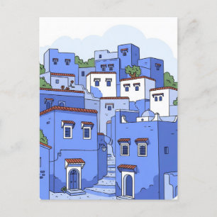 Carte Postale Maisons bleues à Chefchaouen Maroc Voyage