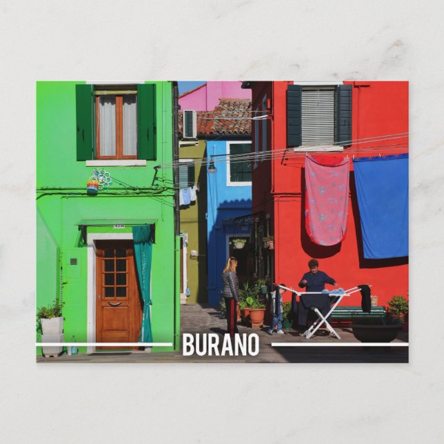 Carte Postale Maisons colorées de Burano (Devant)
