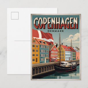 Carte Postale Maisons colorées vintage Copenhague cadeaux